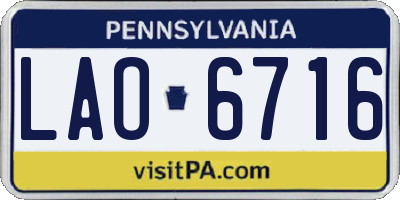 PA license plate LAO6716