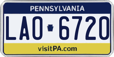 PA license plate LAO6720