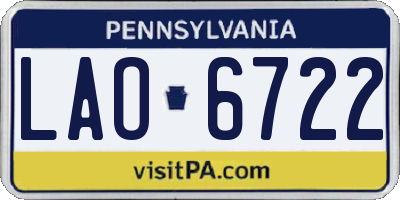 PA license plate LAO6722