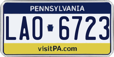 PA license plate LAO6723