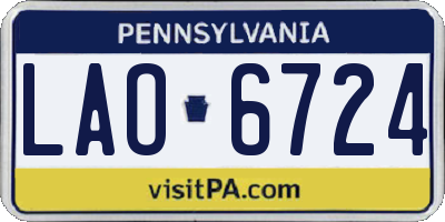 PA license plate LAO6724