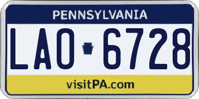 PA license plate LAO6728