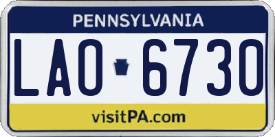PA license plate LAO6730
