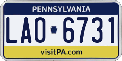 PA license plate LAO6731