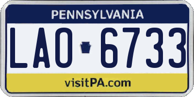 PA license plate LAO6733
