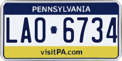 PA license plate LAO6734