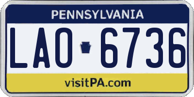 PA license plate LAO6736
