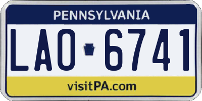 PA license plate LAO6741