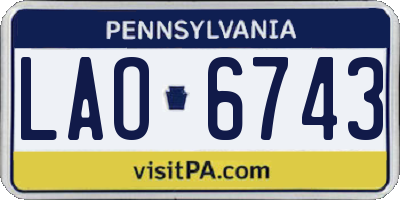 PA license plate LAO6743