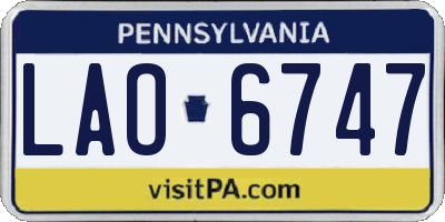 PA license plate LAO6747