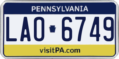 PA license plate LAO6749