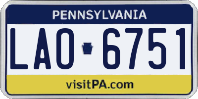 PA license plate LAO6751