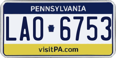 PA license plate LAO6753