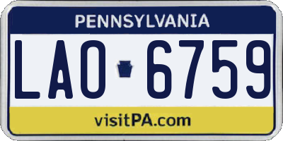 PA license plate LAO6759