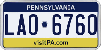 PA license plate LAO6760