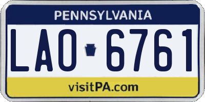 PA license plate LAO6761