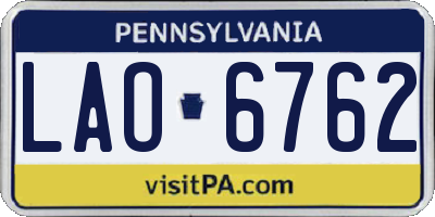 PA license plate LAO6762