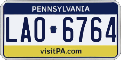 PA license plate LAO6764