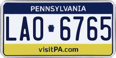 PA license plate LAO6765