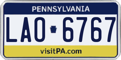 PA license plate LAO6767