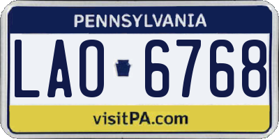 PA license plate LAO6768