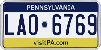 PA license plate LAO6769