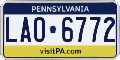 PA license plate LAO6772