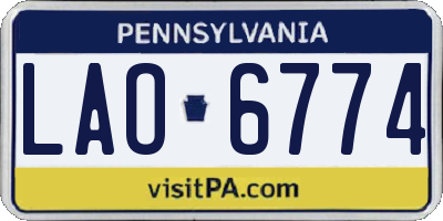 PA license plate LAO6774