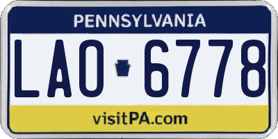 PA license plate LAO6778