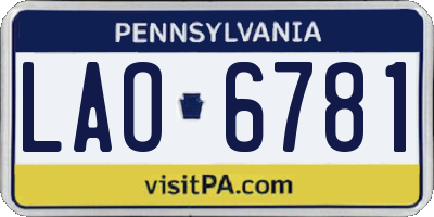 PA license plate LAO6781