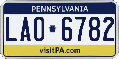 PA license plate LAO6782