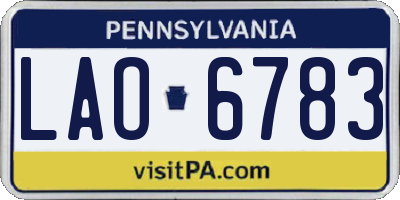 PA license plate LAO6783