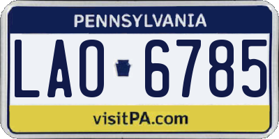 PA license plate LAO6785