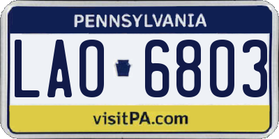 PA license plate LAO6803