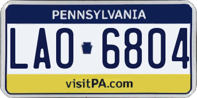 PA license plate LAO6804