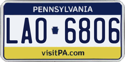 PA license plate LAO6806