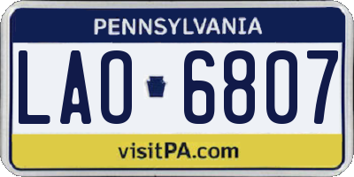PA license plate LAO6807