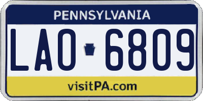 PA license plate LAO6809