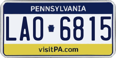 PA license plate LAO6815