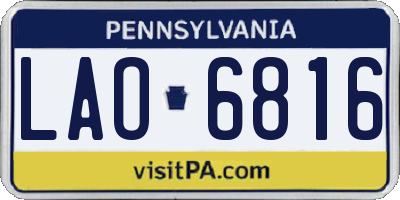 PA license plate LAO6816