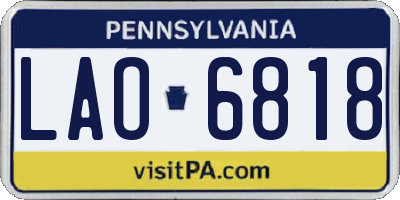 PA license plate LAO6818