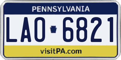 PA license plate LAO6821