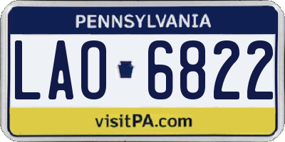 PA license plate LAO6822
