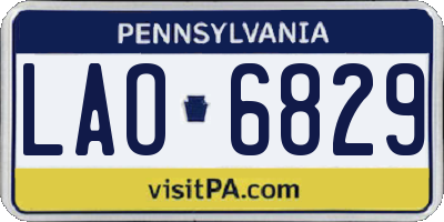 PA license plate LAO6829