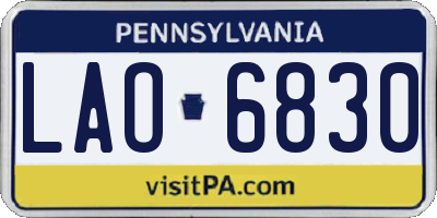 PA license plate LAO6830