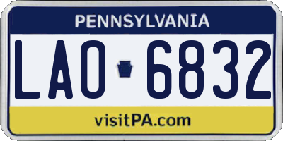 PA license plate LAO6832