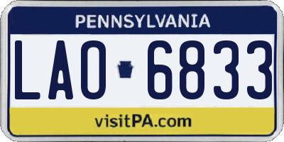 PA license plate LAO6833