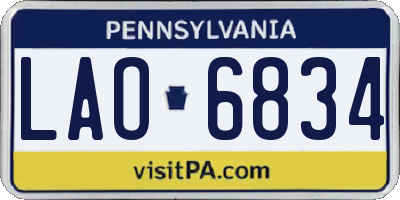 PA license plate LAO6834