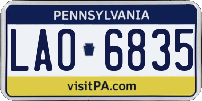 PA license plate LAO6835