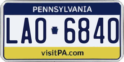 PA license plate LAO6840